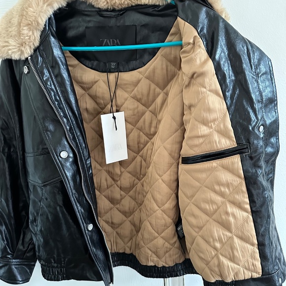 ZARA FAUX FUR COLLAR JACKET - NEW - Picture 6 of 14